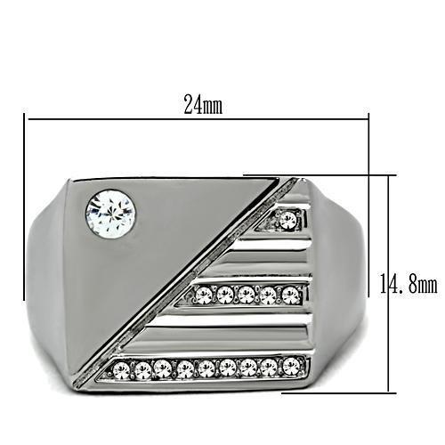 TK319 - High polished (no plating) Stainless Steel Ring with Top Grade Crystal  in Clear-1