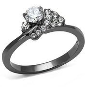 TK3203 - IP Light Black  (IP Gun) Stainless Steel Ring with AAA Grade CZ  in Clear-0