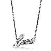 TK3217 - IP Black(Ion Plating) Stainless Steel Chain Pendant with AAA Grade CZ  in Clear-0