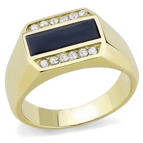TK3222 - IP Gold(Ion Plating) Stainless Steel Ring with AAA Grade CZ  in Clear-0