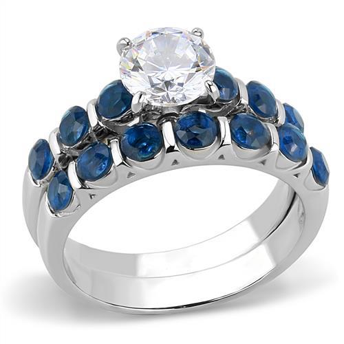 TK3235 - High polished (no plating) Stainless Steel Ring with AAA Grade CZ  in Clear-0