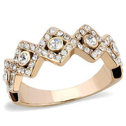 TK3237 - IP Rose Gold(Ion Plating) Stainless Steel Ring with Top Grade Crystal  in Clear-0