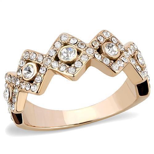 TK3237 - IP Rose Gold(Ion Plating) Stainless Steel Ring with Top Grade Crystal  in Clear-0