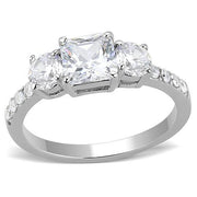 TK3246 - High polished (no plating) Stainless Steel Ring with AAA Grade CZ  in Clear-0