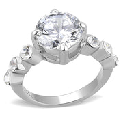 TK3247 - High polished (no plating) Stainless Steel Ring with AAA Grade CZ  in Clear-0