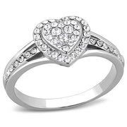 TK3249 - High polished (no plating) Stainless Steel Ring with Top Grade Crystal  in Clear-0