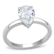 TK3251 - High polished (no plating) Stainless Steel Ring with AAA Grade CZ  in Clear-0