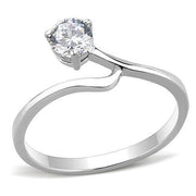 TK3257 - High polished (no plating) Stainless Steel Ring with AAA Grade CZ  in Clear-0