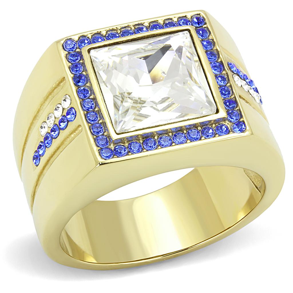 TK3269 - IP Gold(Ion Plating) Stainless Steel Ring with Top Grade Crystal  in Clear-0