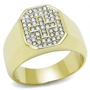 TK3270 - Two-Tone IP Gold (Ion Plating) Stainless Steel Ring with Top Grade Crystal  in Clear-0