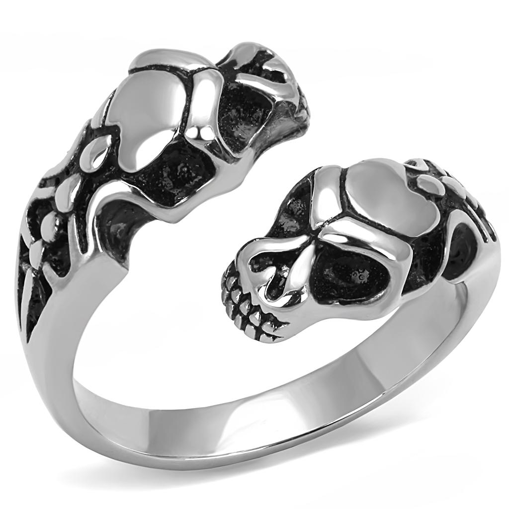 TK3276 - High polished (no plating) Stainless Steel Ring with Epoxy  in Jet-0