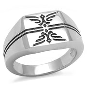 TK3279 - High polished (no plating) Stainless Steel Ring with Epoxy  in Jet-0