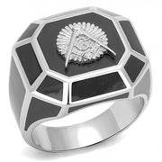 TK3282 - High polished (no plating) Stainless Steel Ring with Epoxy  in Jet-0