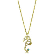 TK3296 - IP Gold(Ion Plating) Stainless Steel Necklace with Top Grade Crystal  in Blue Zircon-0
