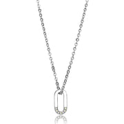 TK3297 - High polished (no plating) Stainless Steel Necklace with Top Grade Crystal  in White AB-0