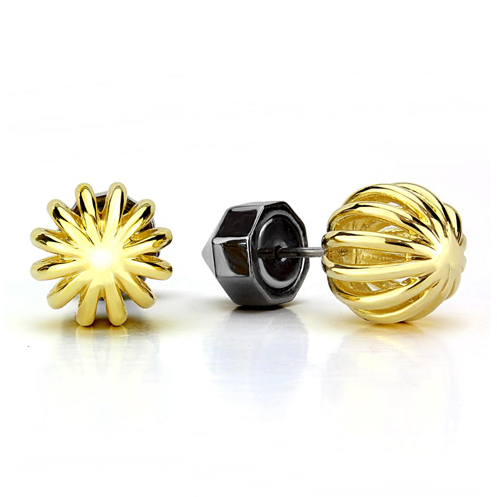 TK3298 - IP Gold+ IP Black (Ion Plating) Stainless Steel Earrings with No Stone-0