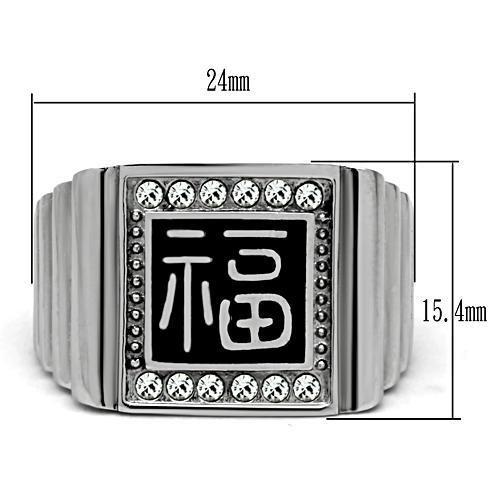 TK329 - High polished (no plating) Stainless Steel Ring with Top Grade Crystal  in Clear-1