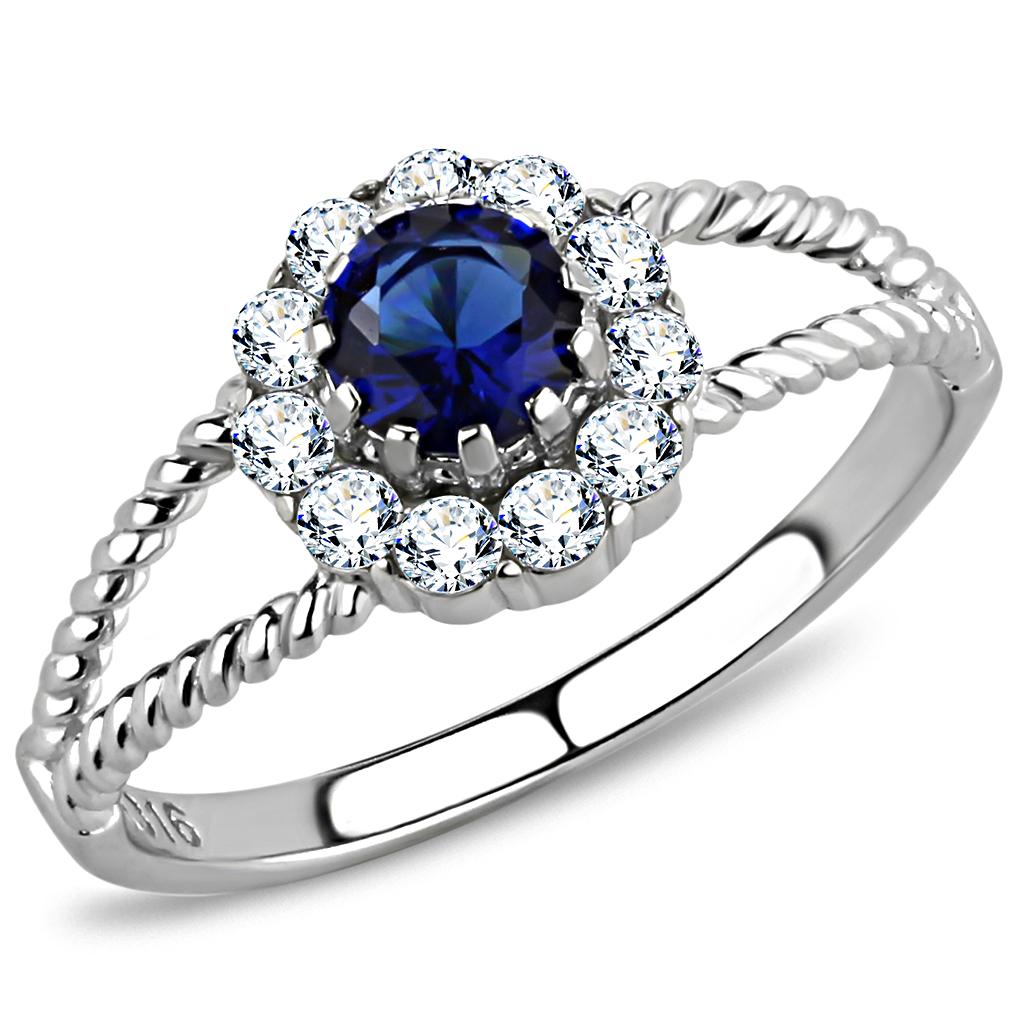 TK3427 - High polished (no plating) Stainless Steel Ring with Synthetic Synthetic Glass in Montana-0