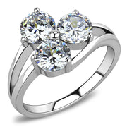 TK3430 - High polished (no plating) Stainless Steel Ring with AAA Grade CZ  in Clear-0