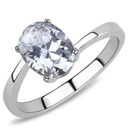 TK3433 - High polished (no plating) Stainless Steel Ring with AAA Grade CZ  in Clear-0