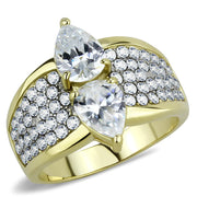 TK3442 - Two-Tone IP Gold (Ion Plating) Stainless Steel Ring with AAA Grade CZ  in Clear-0