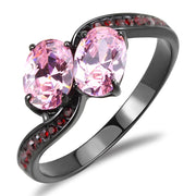 TK3444 - IP Black(Ion Plating) Stainless Steel Ring with AAA Grade CZ  in Rose-0