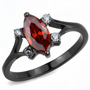 TK3445 - IP Black(Ion Plating) Stainless Steel Ring with AAA Grade CZ  in Garnet-0