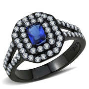 TK3449 - IP Black(Ion Plating) Stainless Steel Ring with Synthetic Synthetic Glass in Montana-0