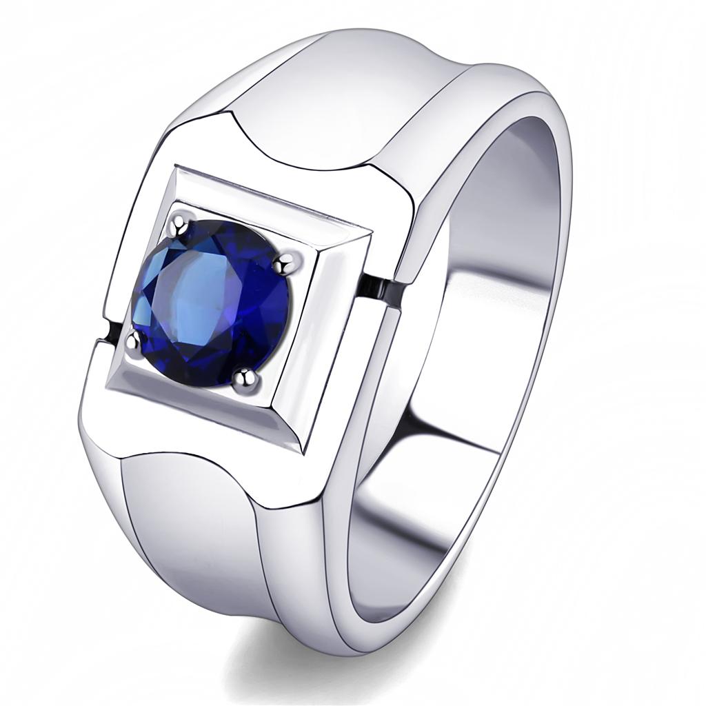 TK3459 - High polished (no plating) Stainless Steel Ring with Synthetic Synthetic Glass in Montana-0