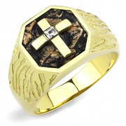 TK3464 - IP Gold(Ion Plating) Stainless Steel Ring with Top Grade Crystal  in Clear-0