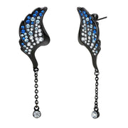 TK3469 - IP Black(Ion Plating) Stainless Steel Earrings with Top Grade Crystal  in Multi Color-0