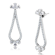 TK3473 - High polished (no plating) Stainless Steel Earrings with AAA Grade CZ  in Clear-0