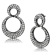 TK3493 - IP Black(Ion Plating) Stainless Steel Earrings with Top Grade Crystal  in Clear-0