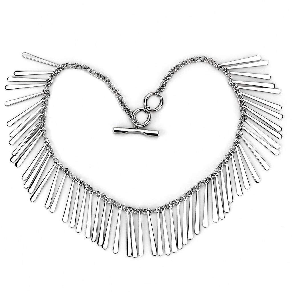 TK3499 - High polished (no plating) Stainless Steel Necklace with No Stone-0