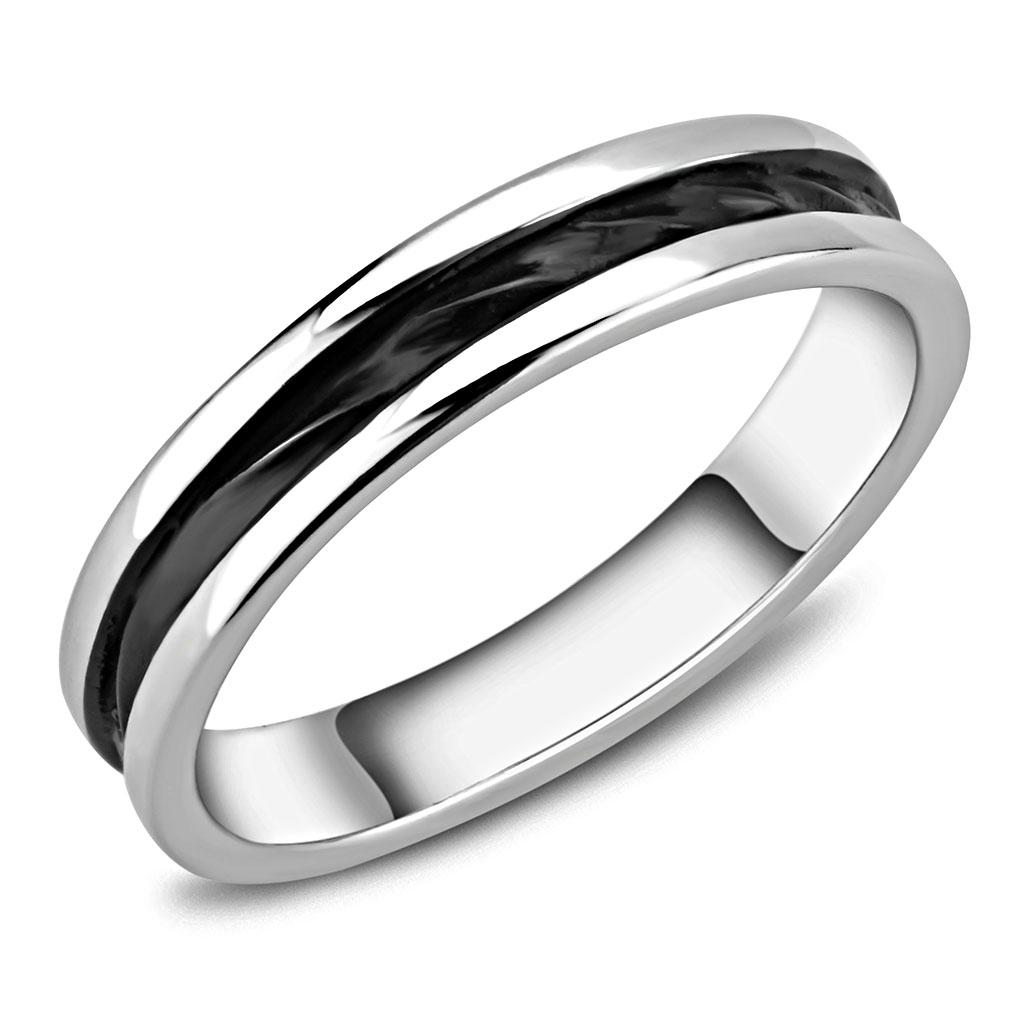 TK3502 - Two-Tone IP Black (Ion Plating) Stainless Steel Ring with No Stone-0