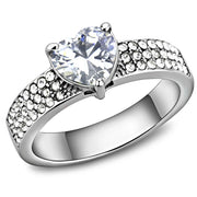 TK3505 - High polished (no plating) Stainless Steel Ring with AAA Grade CZ  in Clear-0