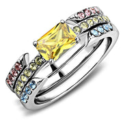 TK3526 - High polished (no plating) Stainless Steel Ring with AAA Grade CZ  in Topaz-0