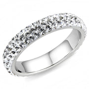 TK3533 - High polished (no plating) Stainless Steel Ring with Top Grade Crystal  in Clear-0