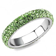 TK3537 - High polished (no plating) Stainless Steel Ring with Top Grade Crystal  in Peridot-0