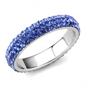 TK3539 - High polished (no plating) Stainless Steel Ring with Top Grade Crystal  in Sapphire-0