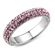 TK3543 - High polished (no plating) Stainless Steel Ring with Top Grade Crystal  in Light Rose-0