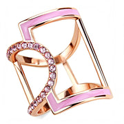 TK3561 - IP Rose Gold(Ion Plating) Stainless Steel Ring with Top Grade Crystal  in Light Rose-0
