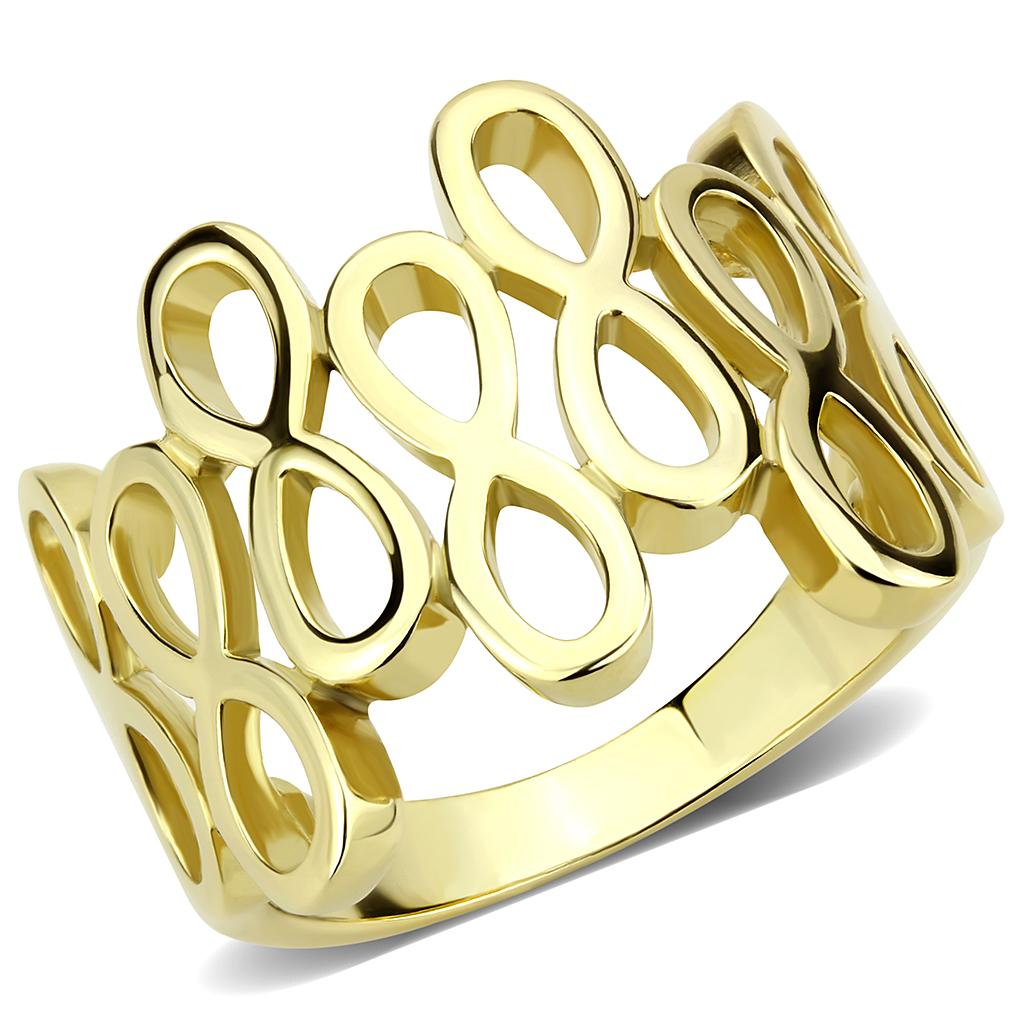 TK3569 - IP Gold(Ion Plating) Stainless Steel Ring with No Stone-0