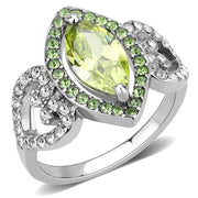 TK3579 - No Plating Stainless Steel Ring with AAA Grade CZ  in Apple Green color-0