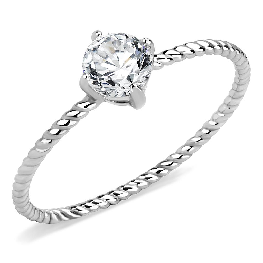 TK3604 - No Plating Stainless Steel Ring with AAA Grade CZ  in Clear-0