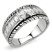 TK3606 - No Plating Stainless Steel Ring with AAA Grade CZ  in Clear-0
