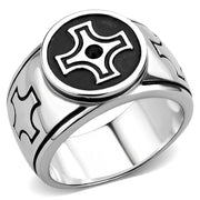 TK3617 - High polished (no plating) Stainless Steel Ring with Top Grade Crystal  in Jet-0