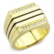 TK3618 - IP Gold(Ion Plating) Stainless Steel Ring with Top Grade Crystal  in Clear-0