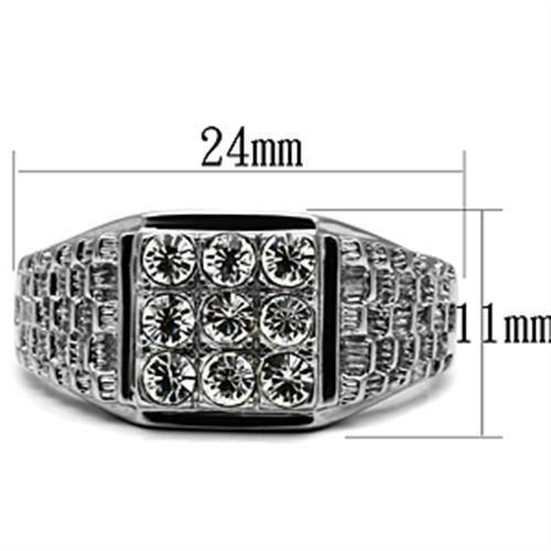 TK361 - High polished (no plating) Stainless Steel Ring with Top Grade Crystal  in Clear-1