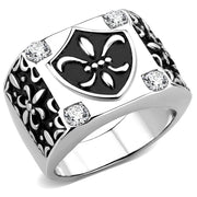 TK3621 - High polished (no plating) Stainless Steel Ring with AAA Grade CZ  in Clear-0